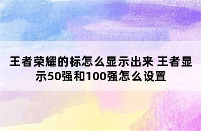 王者荣耀的标怎么显示出来 王者显示50强和100强怎么设置